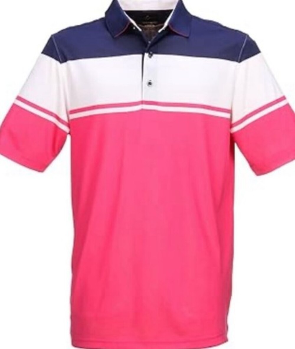 Greg Norman Men's Large Striped Golf Casual Short Sleeve Polo Shirt